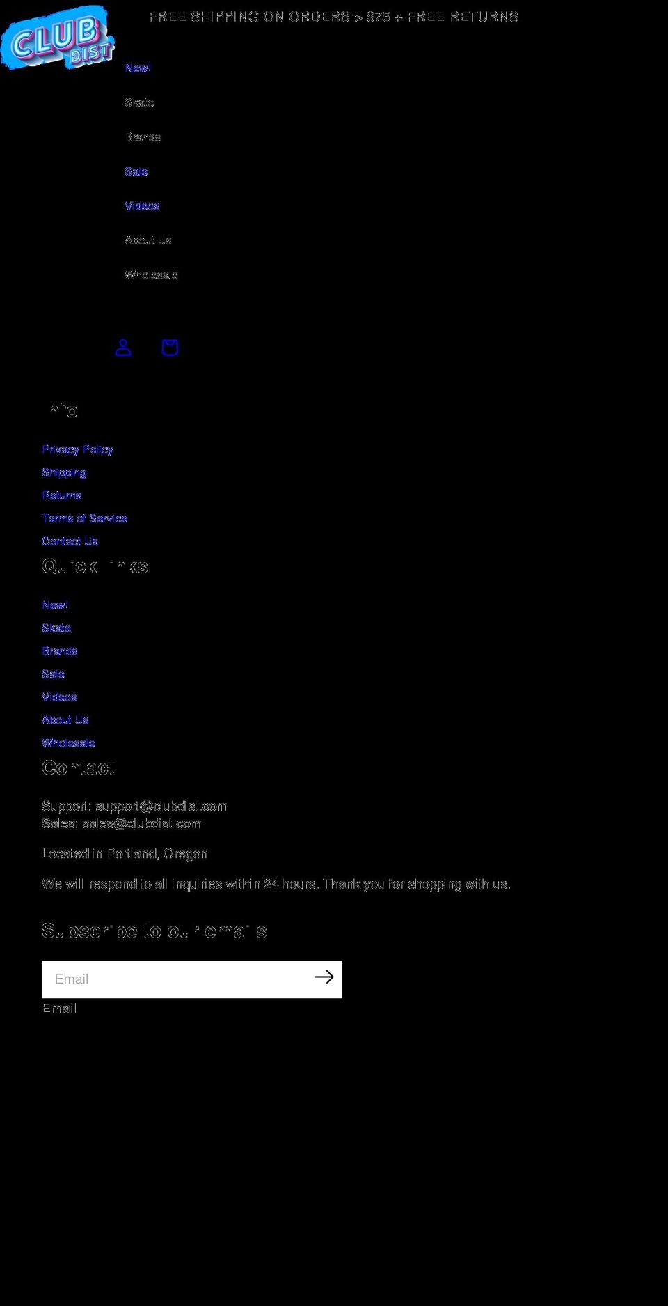 clubdist.com shopify website screenshot