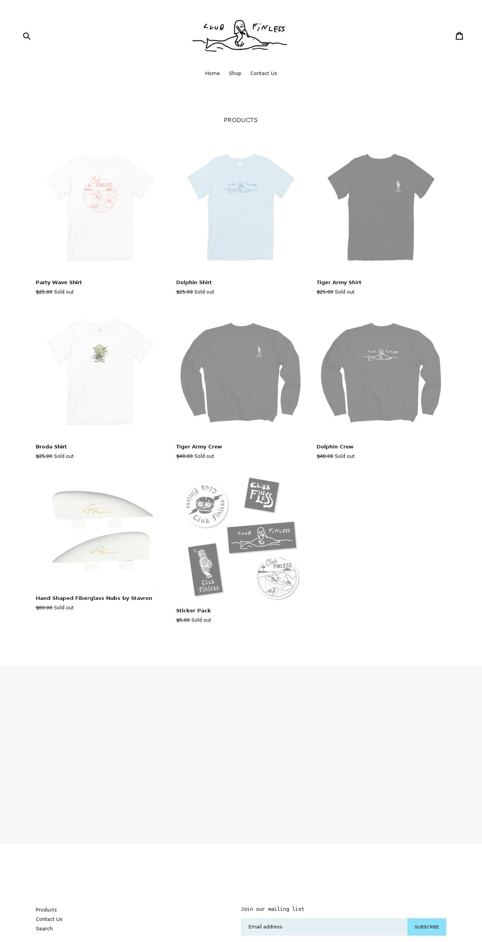clubfinless.com shopify website screenshot