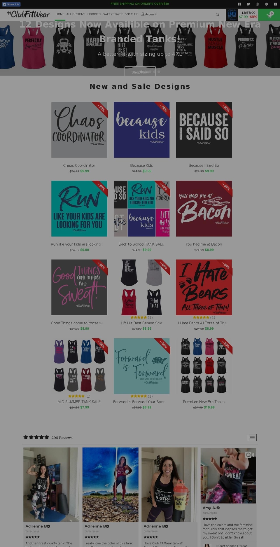 clubfitwear.com shopify website screenshot