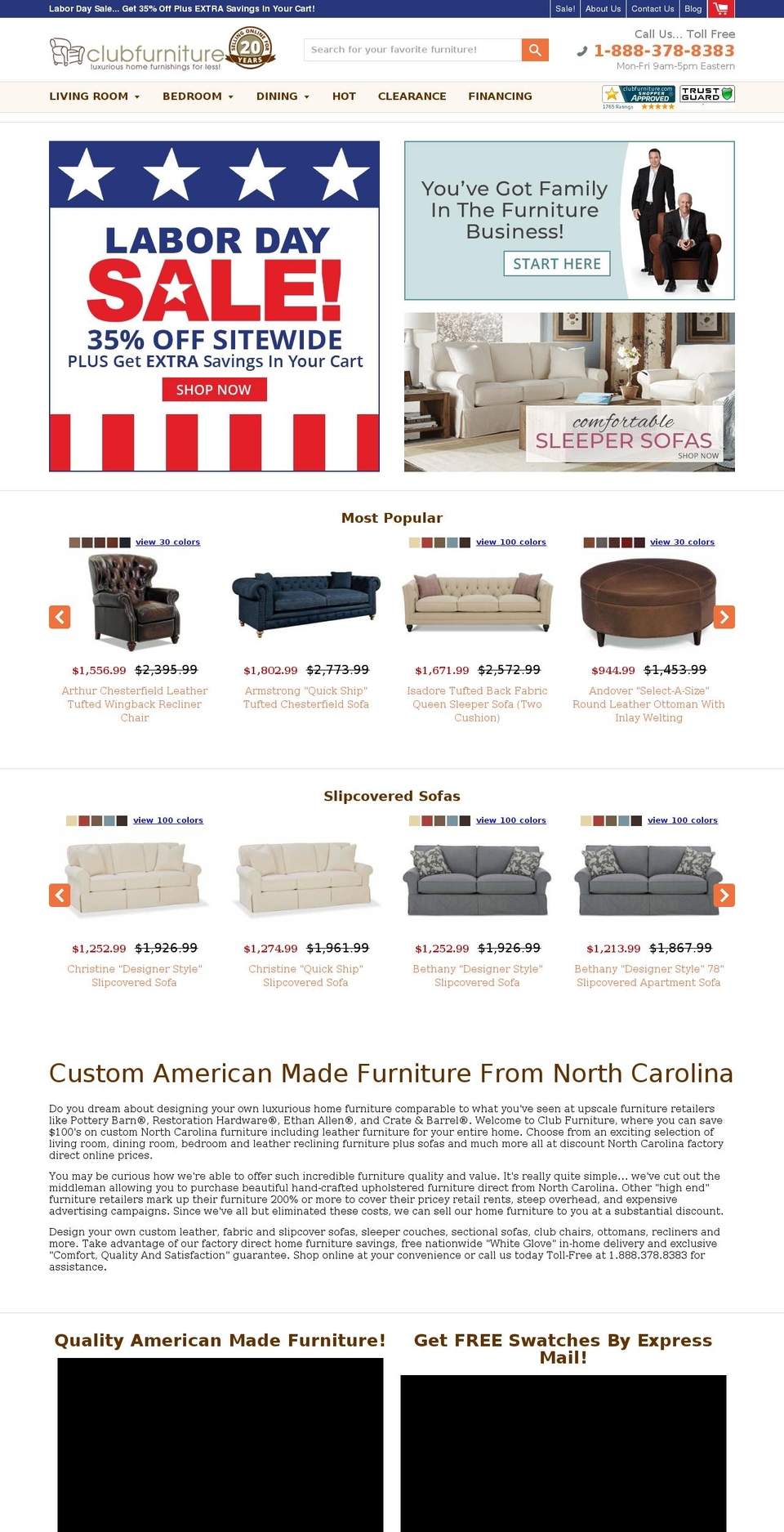 clubfurniture.com — Shopify storefront screenshot