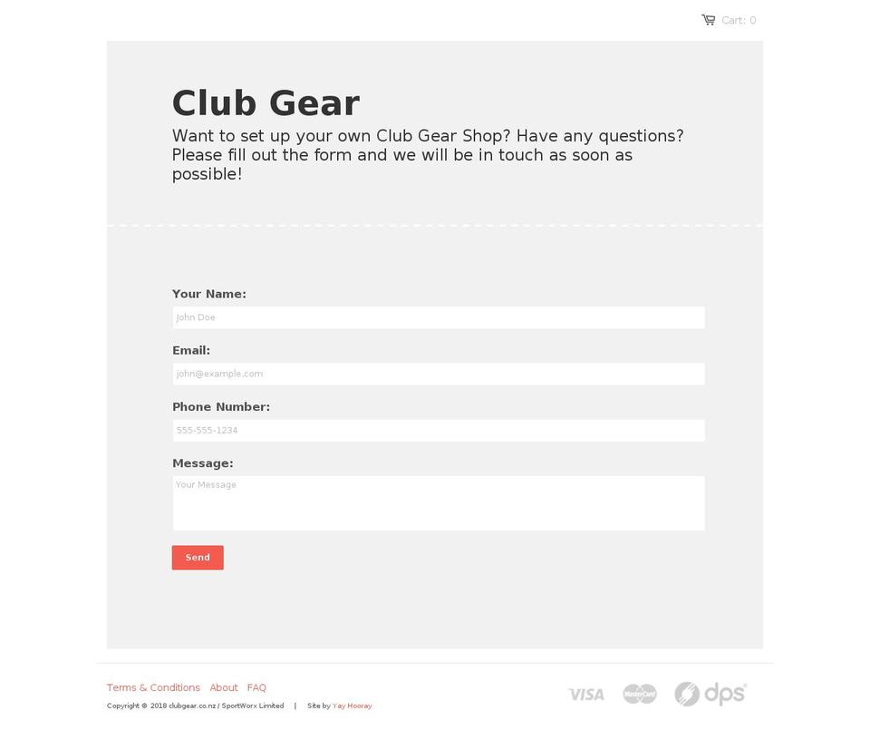 clubgear.co.nz shopify website screenshot