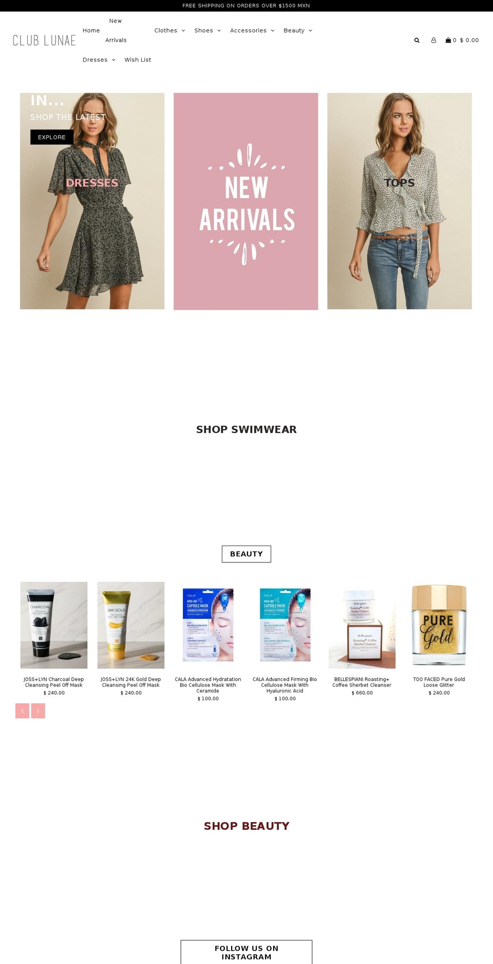 clublunae.com — Shopify storefront screenshot