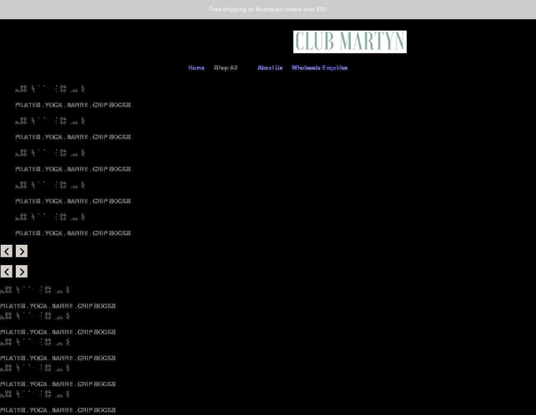 clubmartyn.com shopify website screenshot