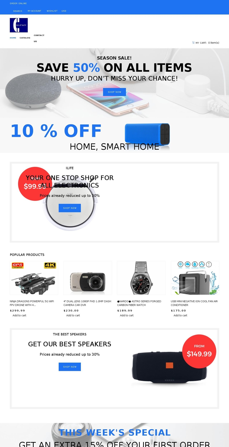 Electronics store theme Shopify theme site example cluboftech.com