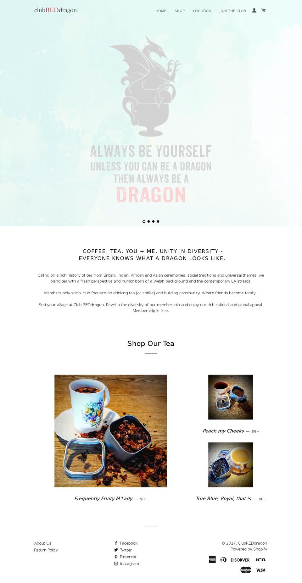 clubreddragon.com shopify website screenshot