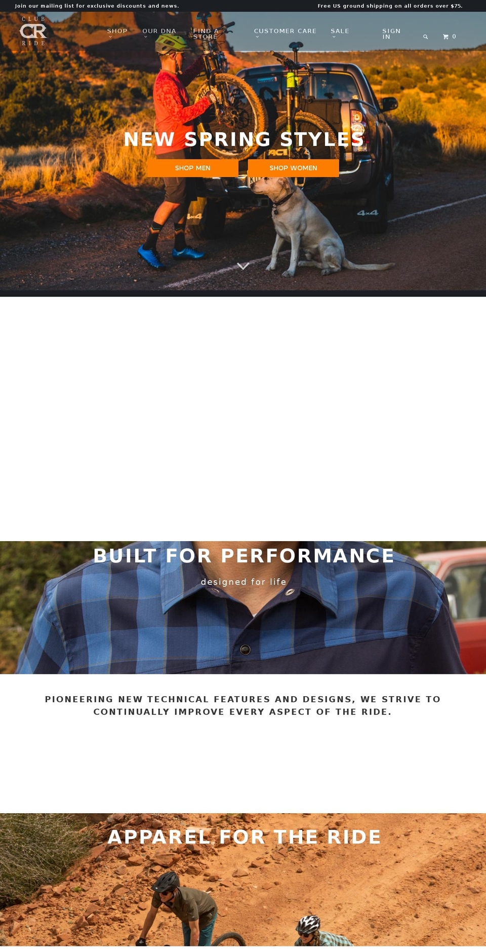 clubrideapparel.com shopify website screenshot