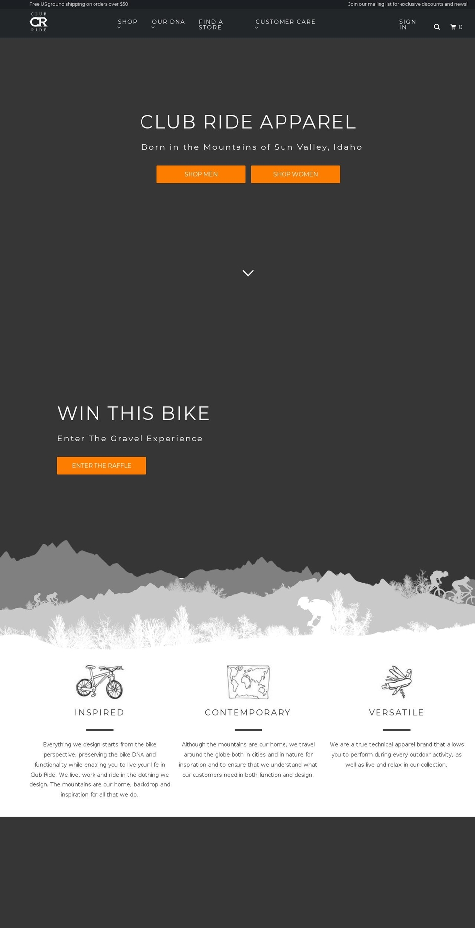 clubridecycling.com shopify website screenshot