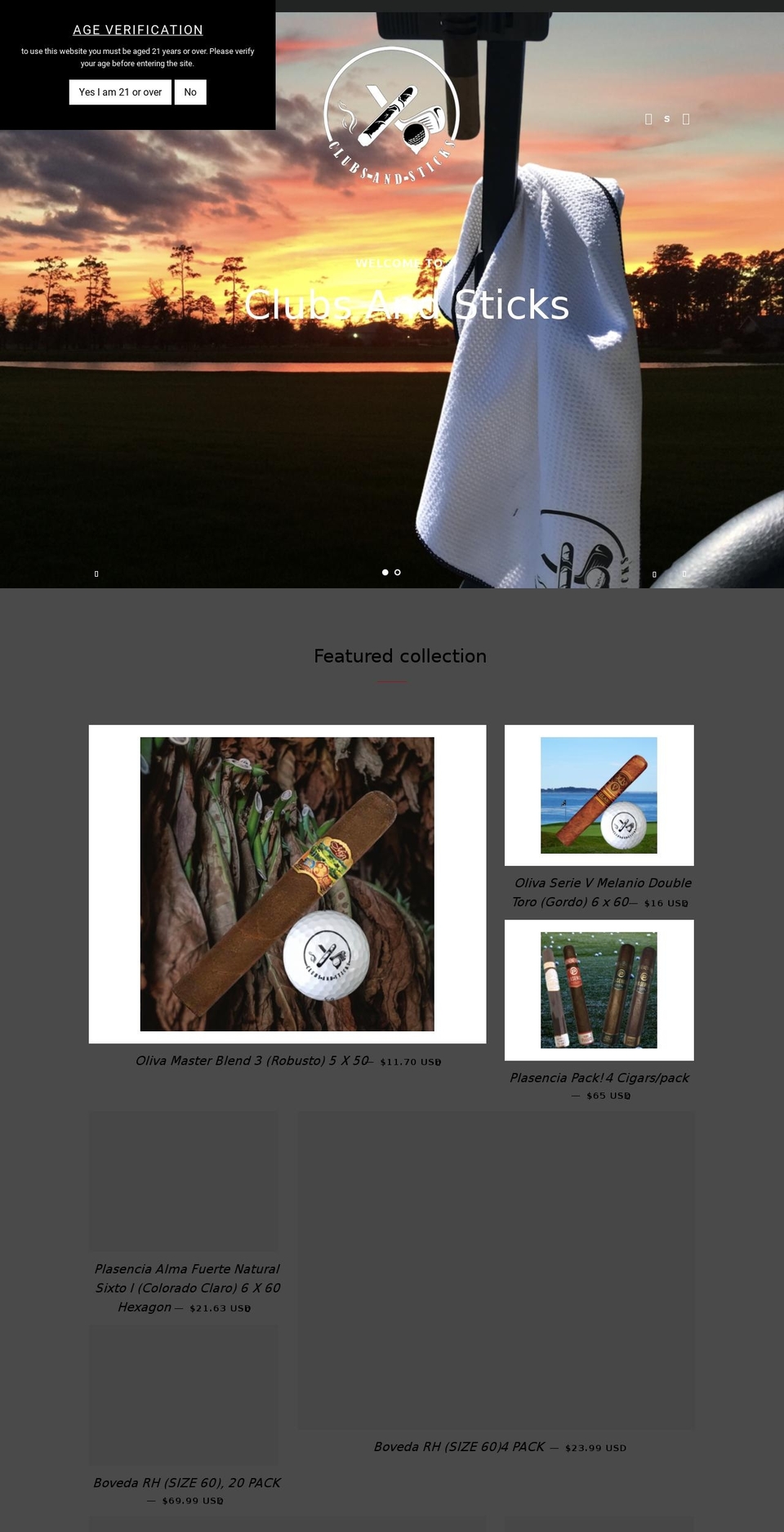 clubsandsticks.net shopify website screenshot