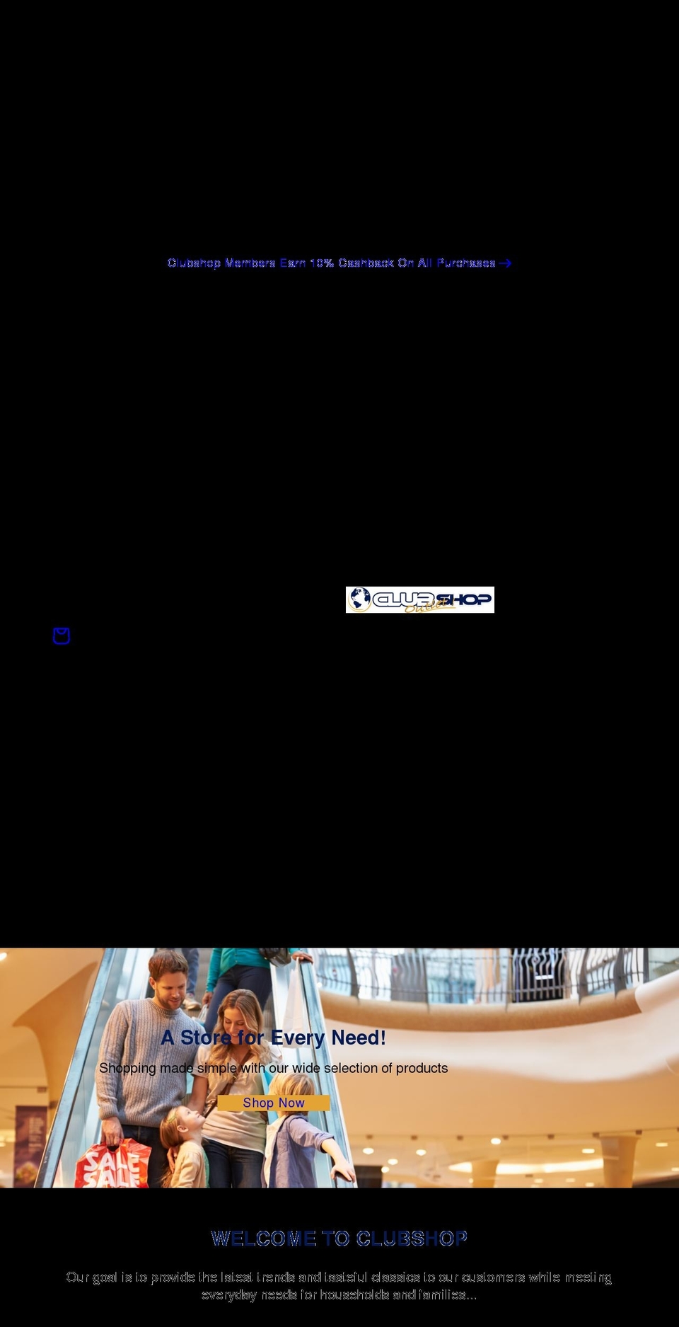 clubshopoutlet.com shopify website screenshot