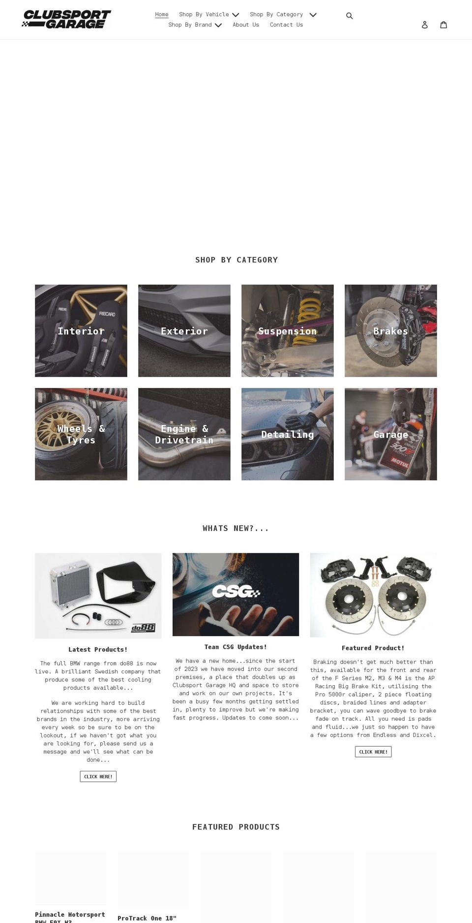 clubsportgarage.co.uk shopify website screenshot