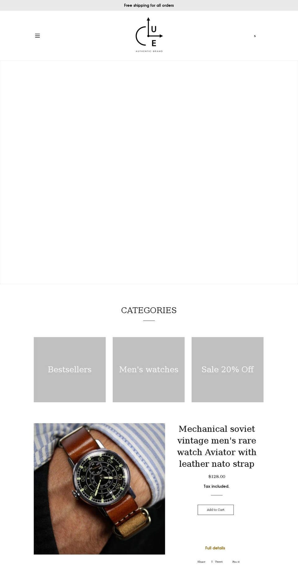 clueauthenticbrand.com shopify website screenshot