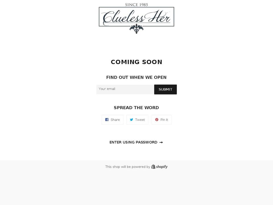 cluelessher.com — Shopify storefront screenshot