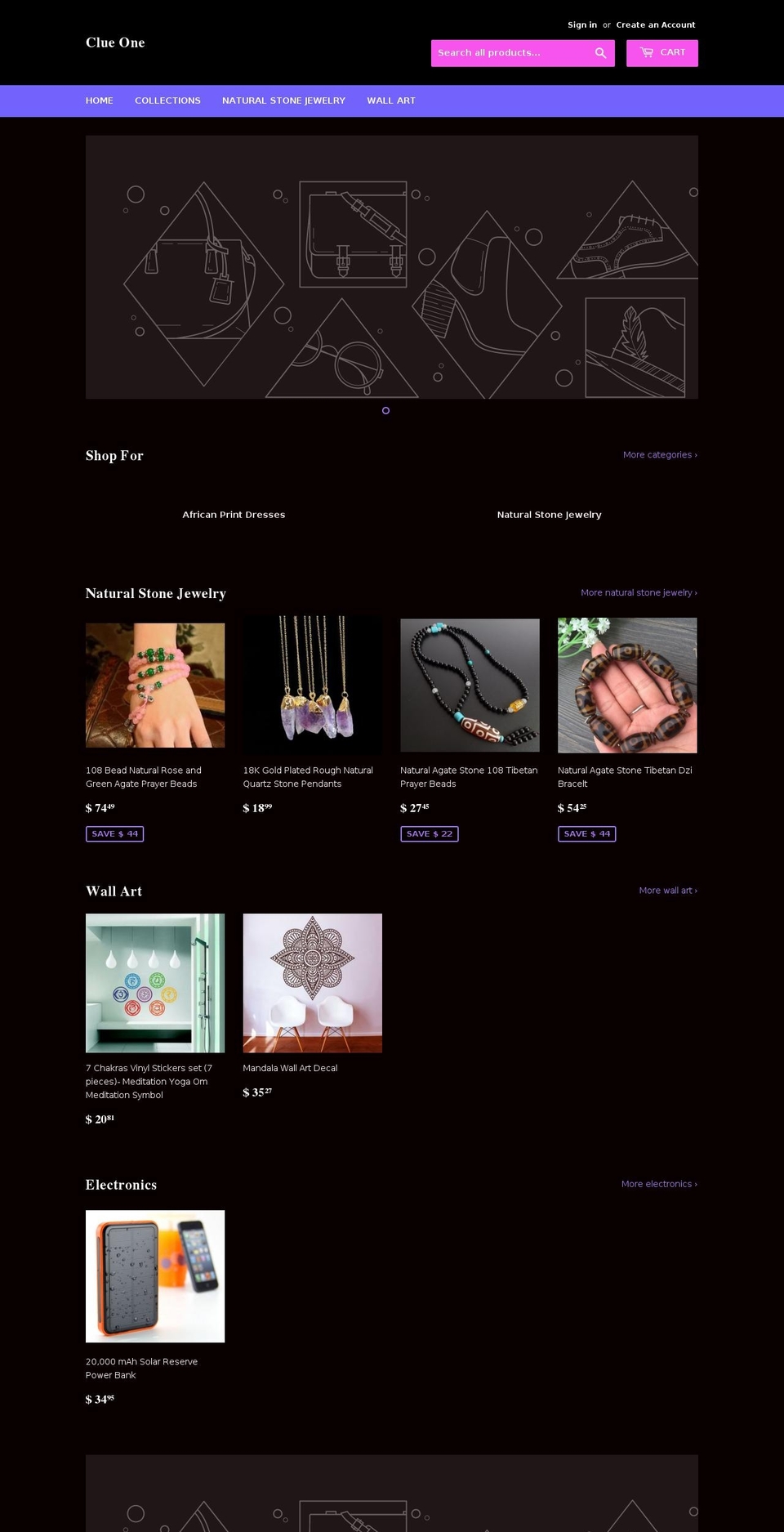 clueone.com shopify website screenshot