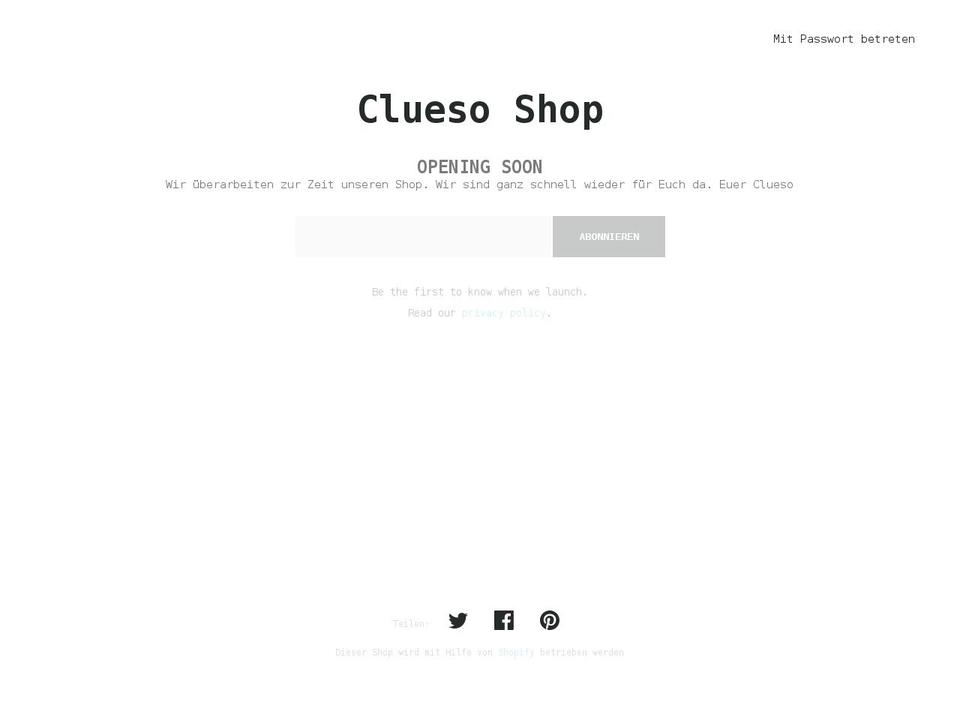 cluesoshop.de shopify website screenshot