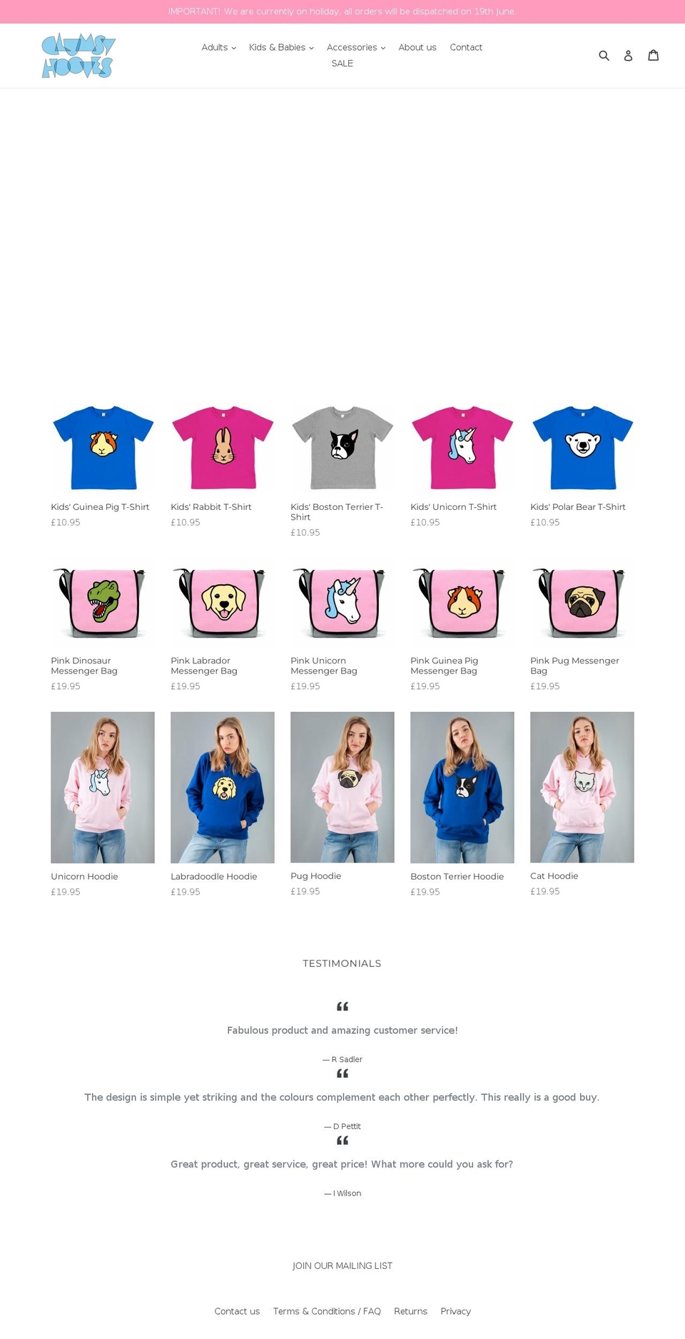 clumsyhooves.com shopify website screenshot
