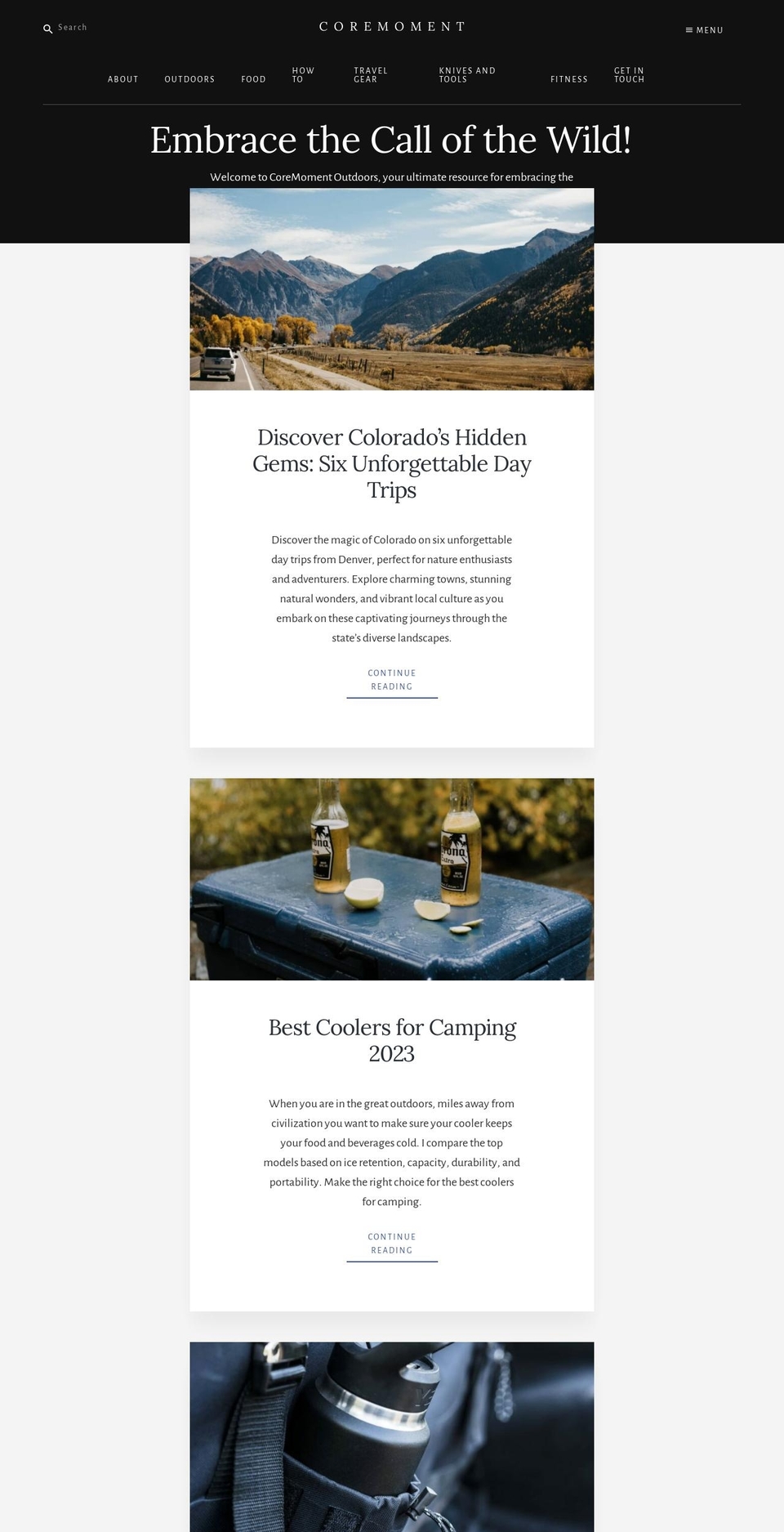 clunesoutdoors.com — Shopify storefront screenshot