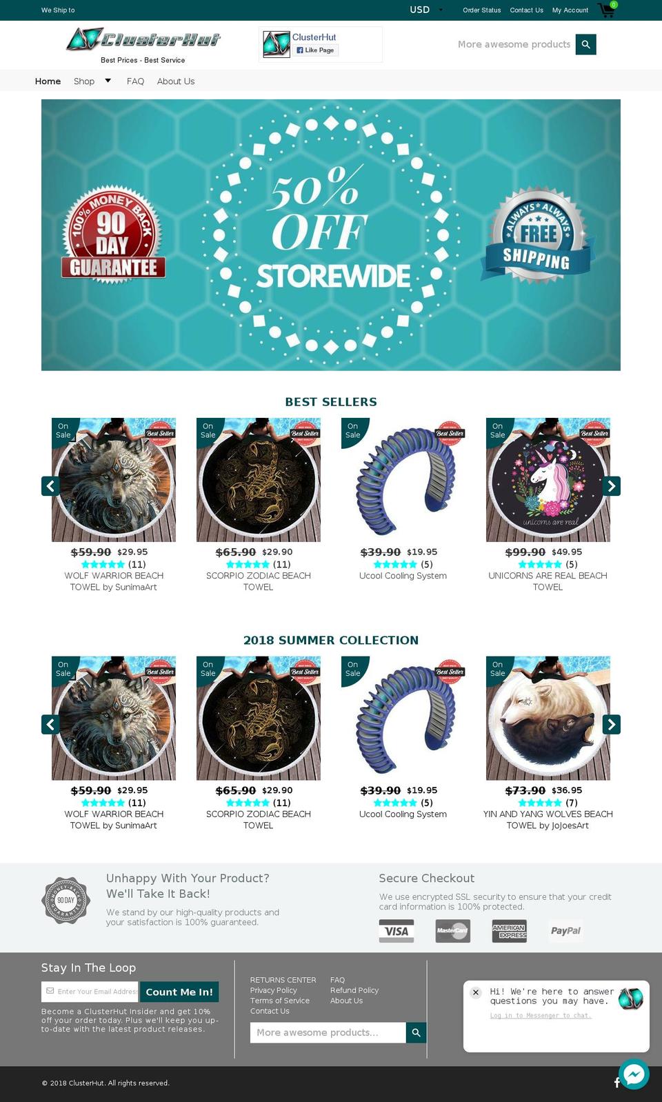 clusterhut.com — Shopify storefront screenshot