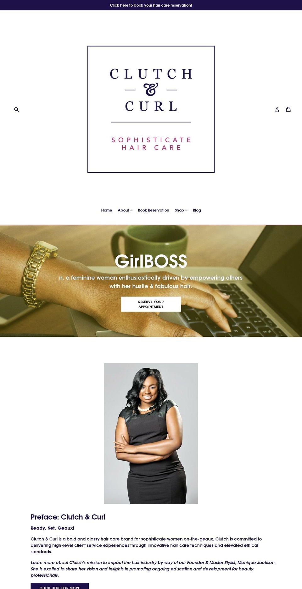 clutchandcurl.com shopify website screenshot