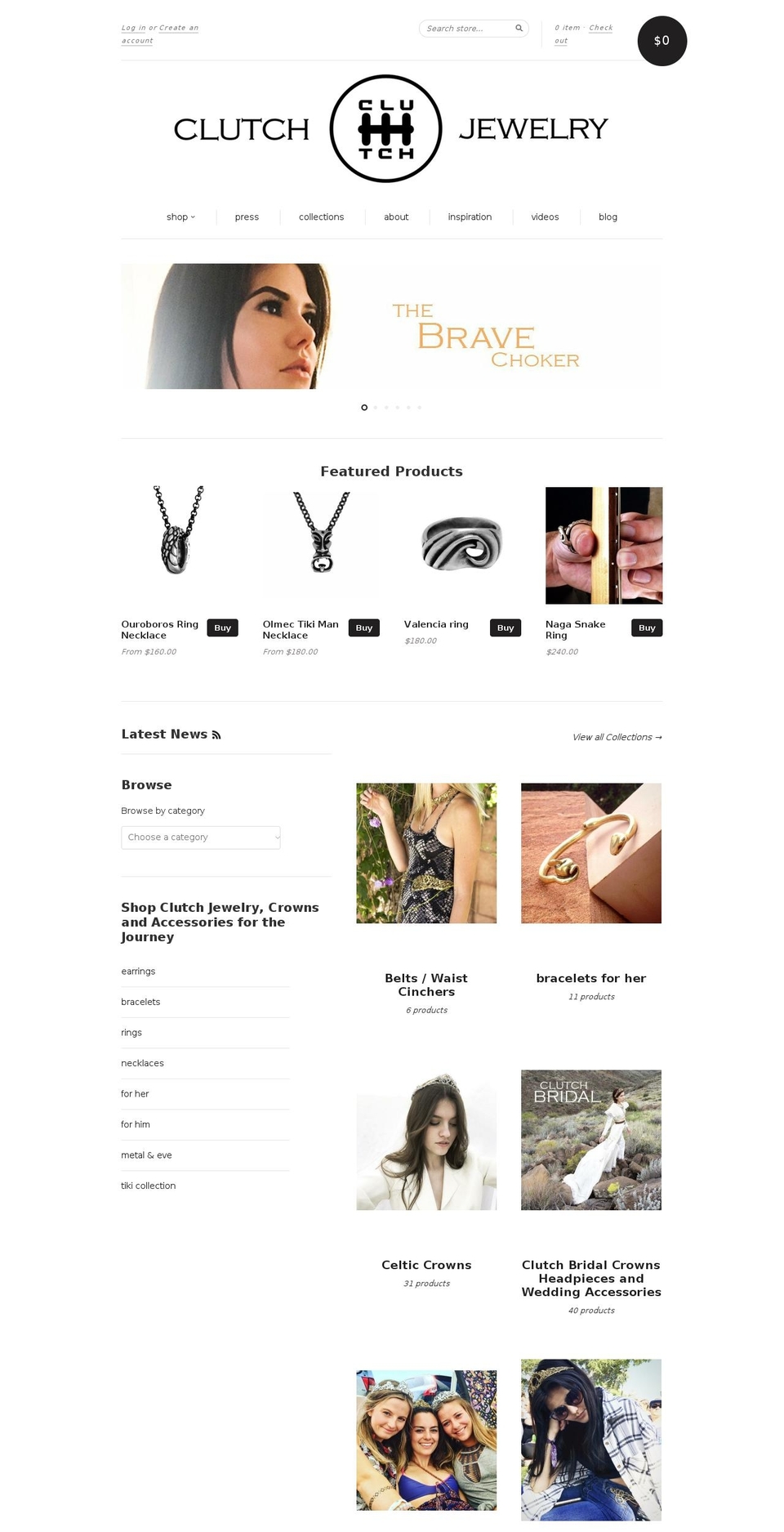 clutchjewelry.com shopify website screenshot