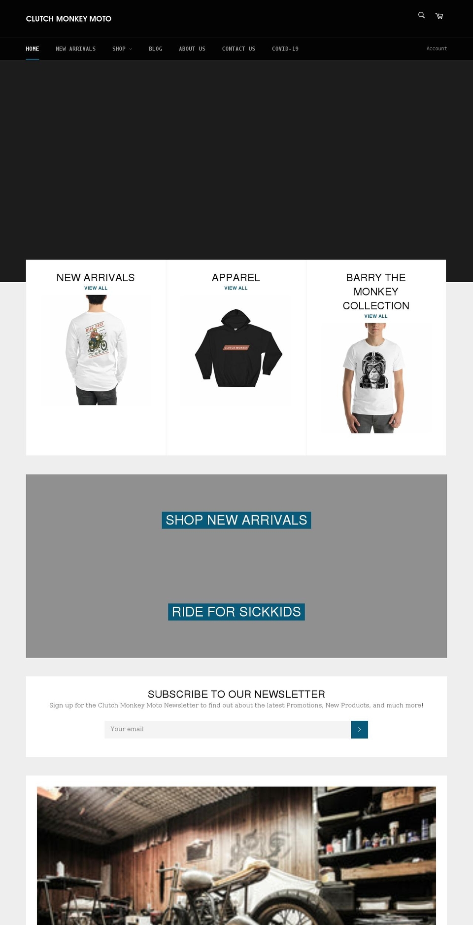 clutchmonkeymoto.com — Shopify storefront screenshot