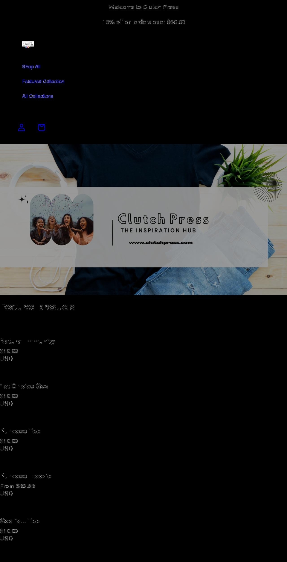 clutchpress.com shopify website screenshot