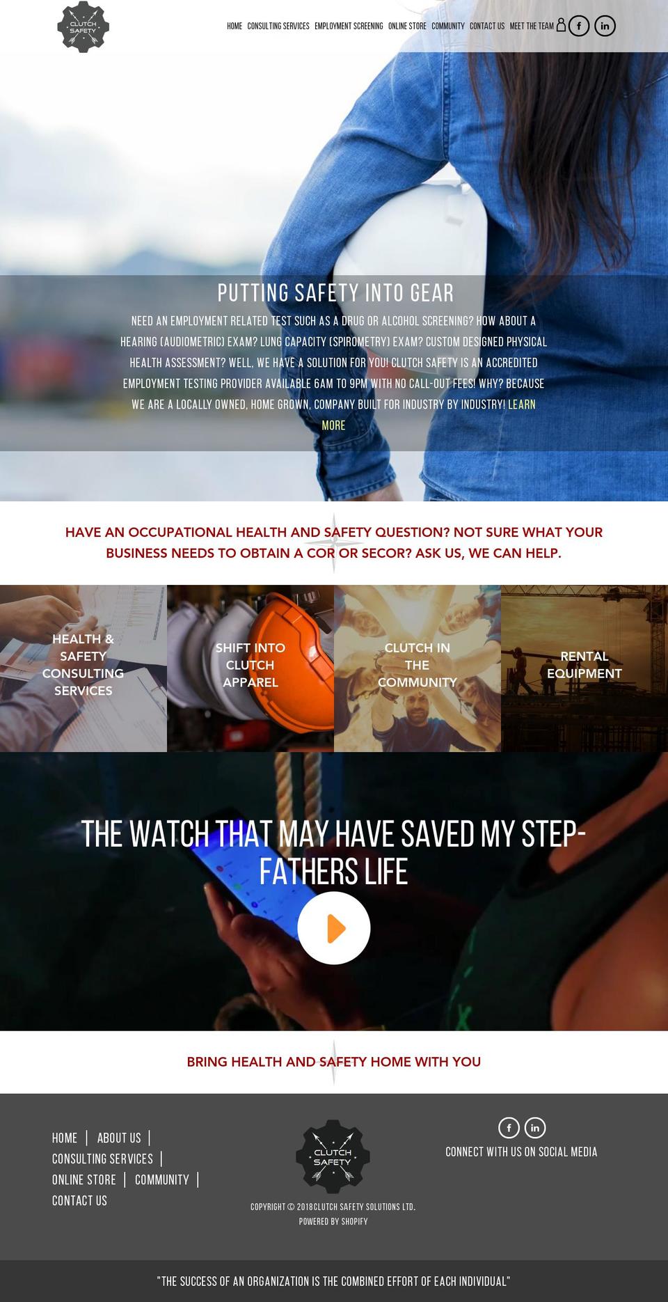 clutchsafety.com — Shopify storefront screenshot