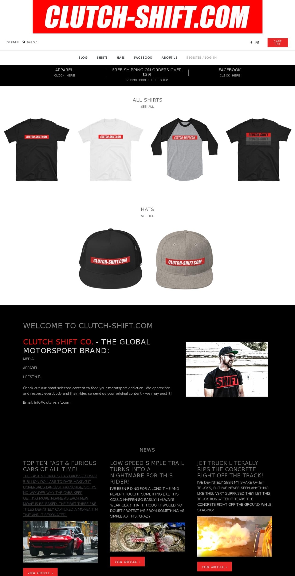 clutchshiftclothing.com shopify website screenshot