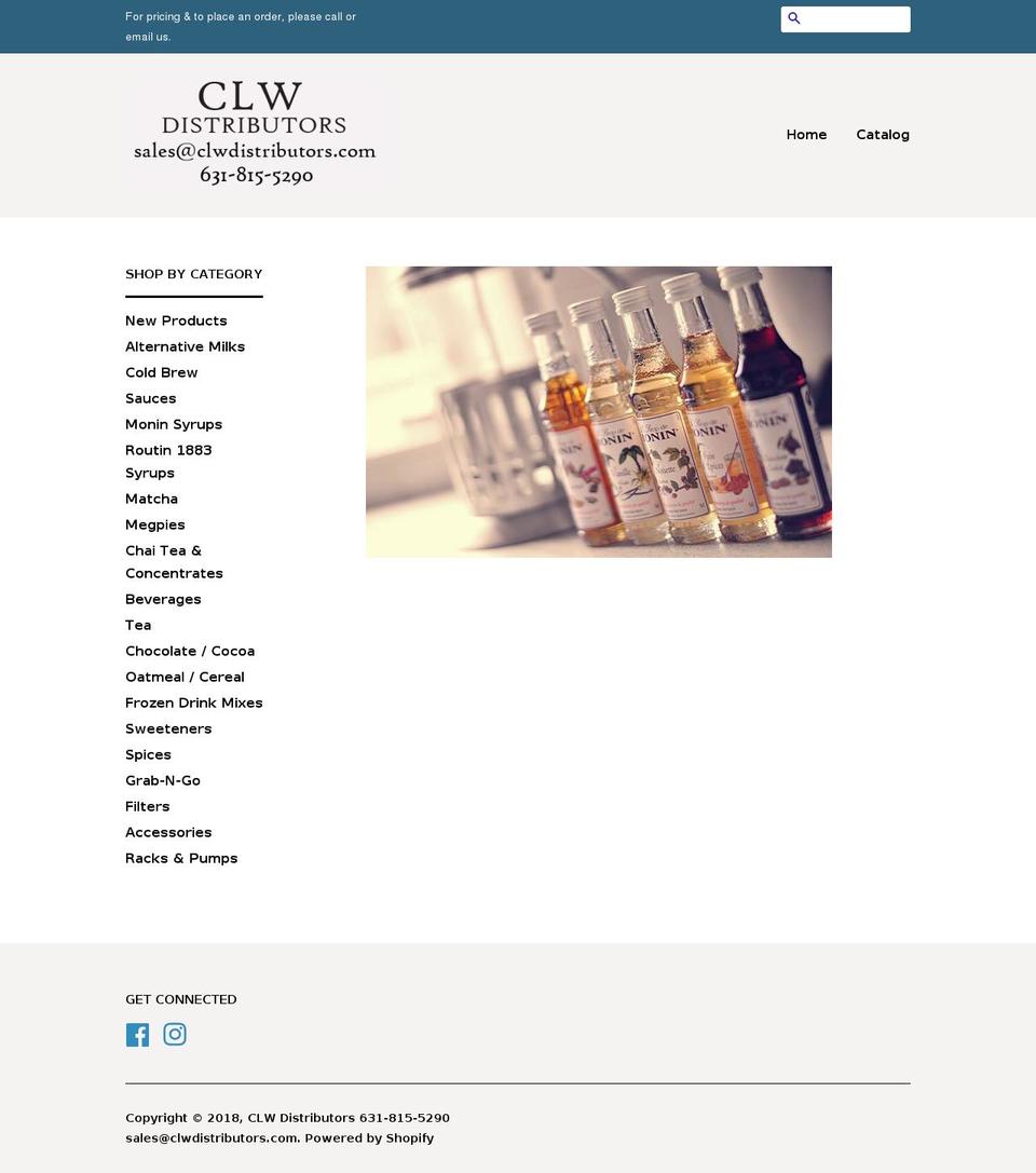 clwdistributors.com shopify website screenshot
