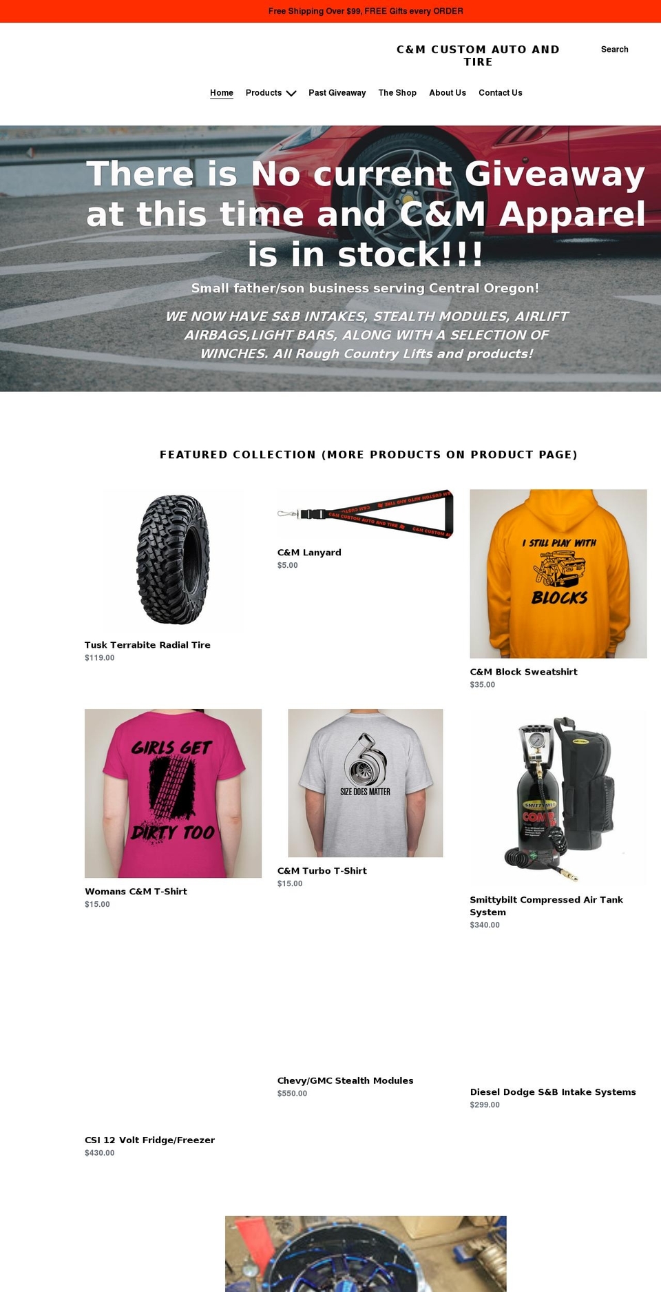 cmautoandtire.com shopify website screenshot