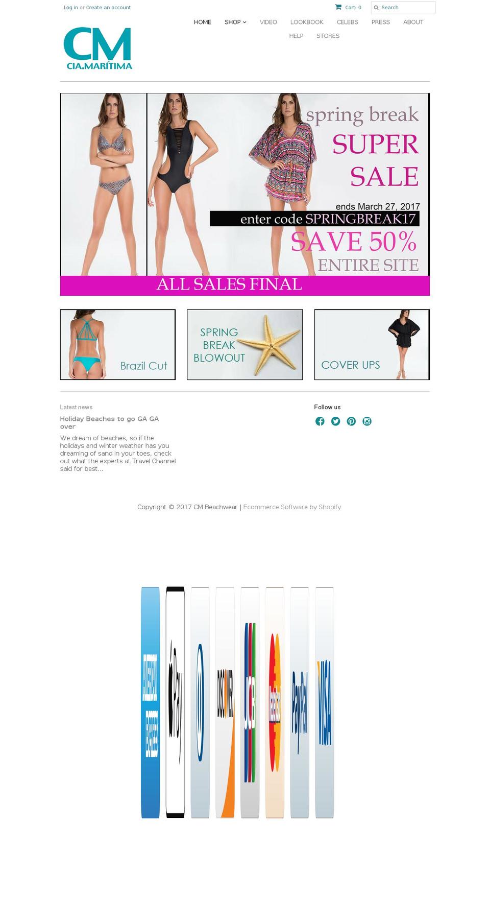 cmbeachwear.com shopify website screenshot