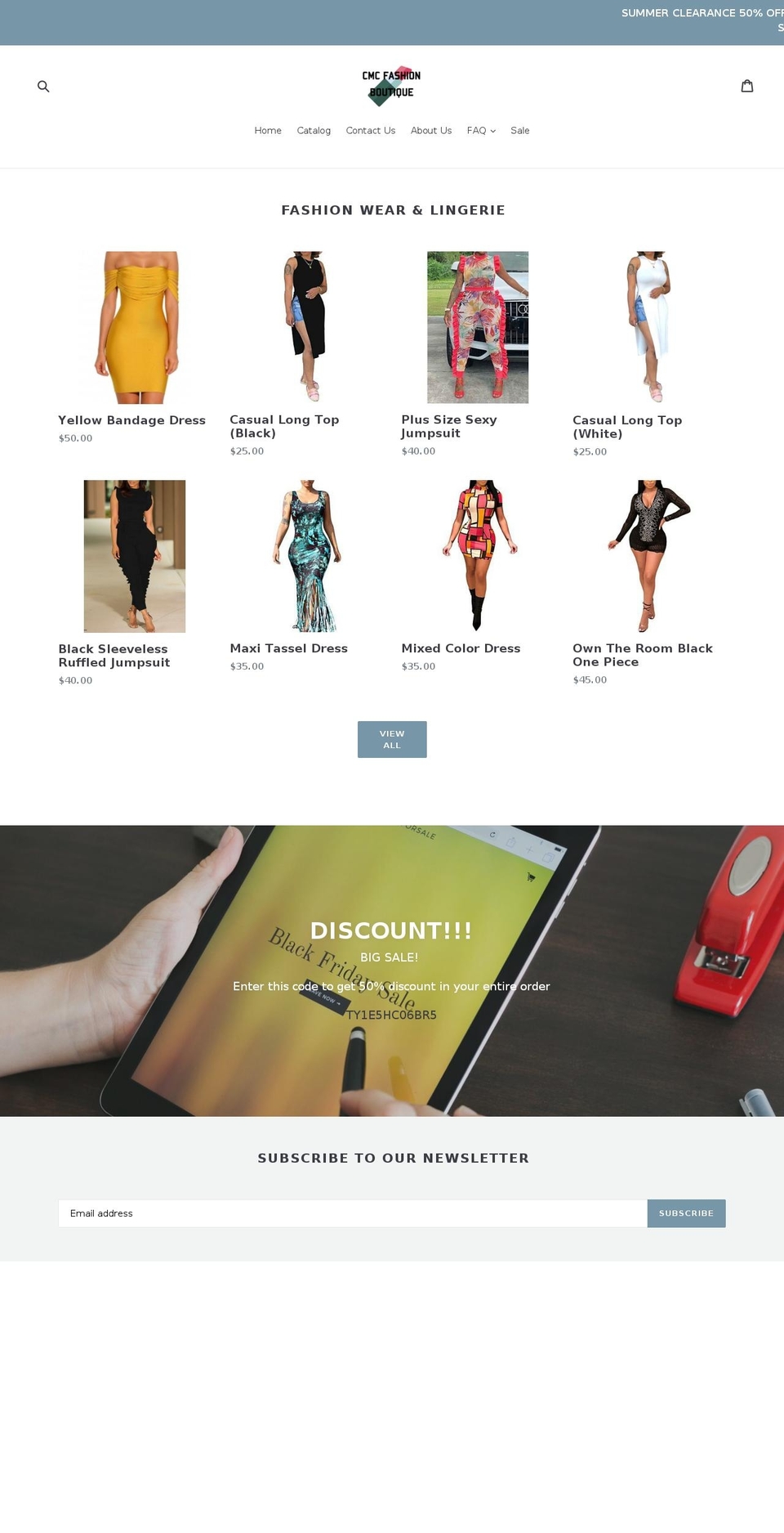 cmcfashionboutique.com shopify website screenshot