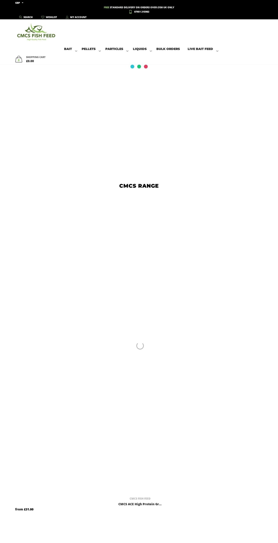 cmcsfishfeed.com shopify website screenshot