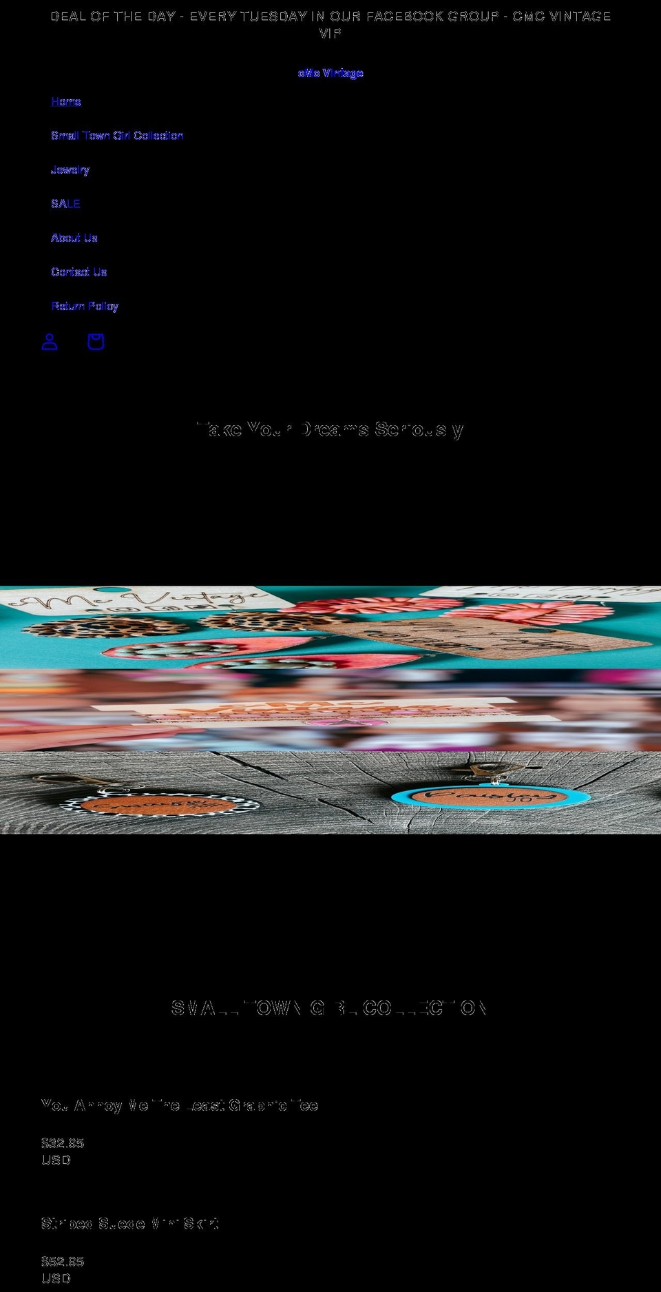 cmcvintage.com shopify website screenshot