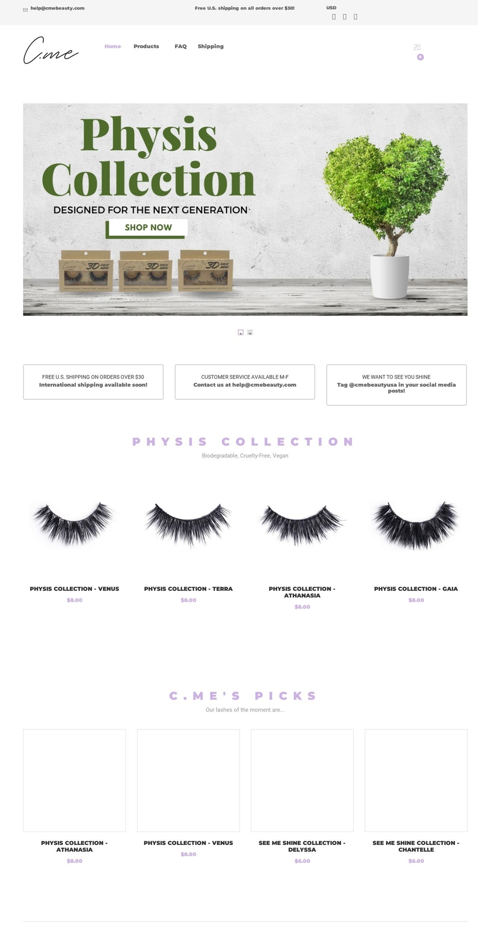 cmebeauty.com shopify website screenshot