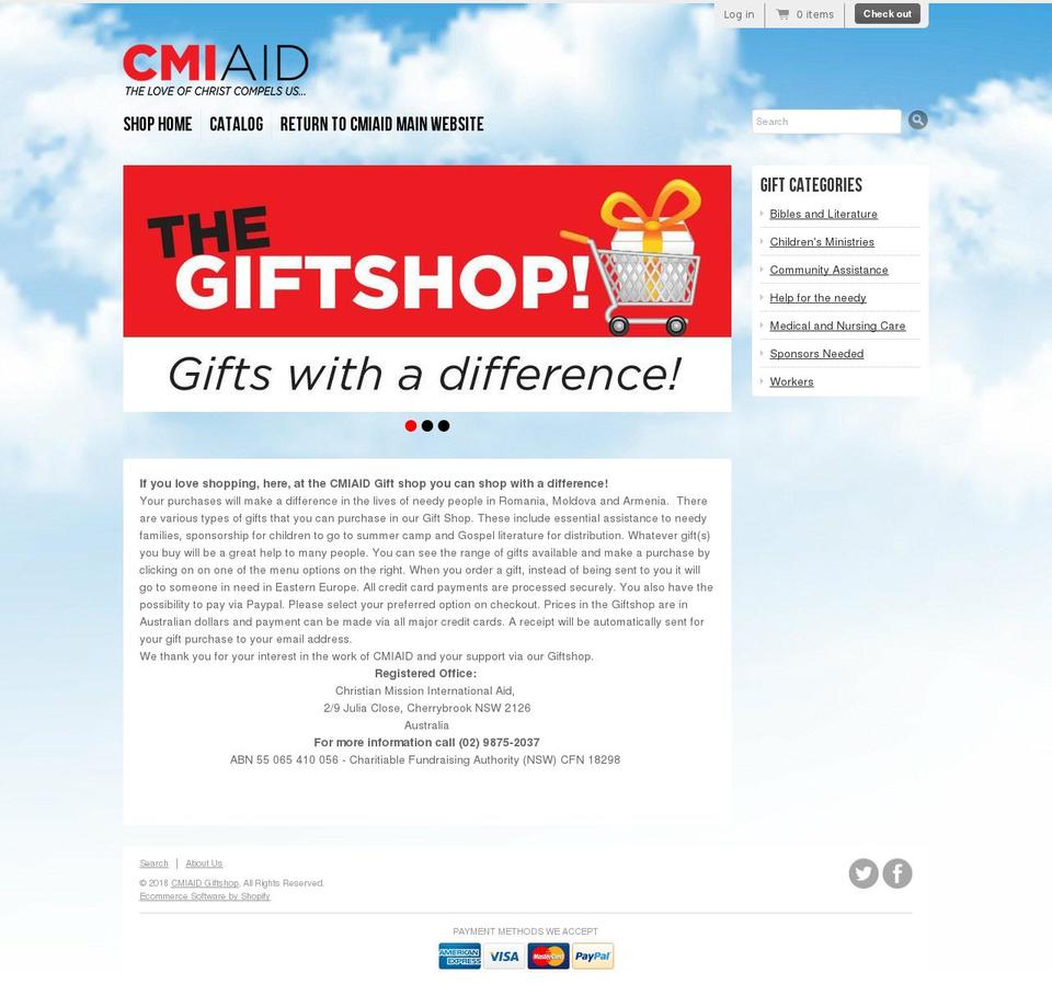 cmiaidgiftshop.com — Shopify storefront screenshot