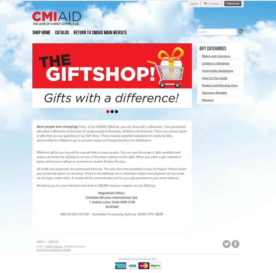 cmiaidgiftshop.org shopify website screenshot