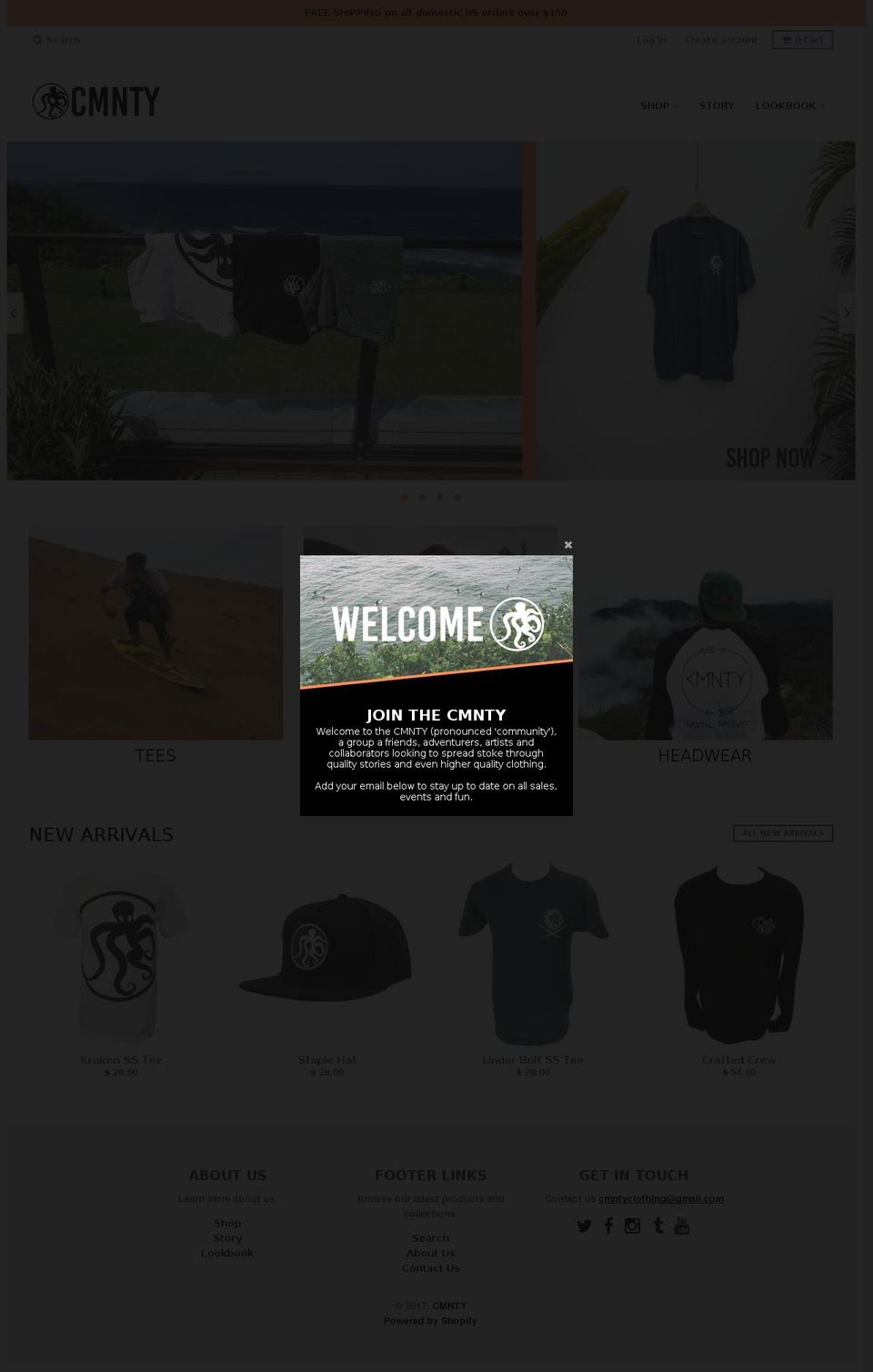 cmntyclothing.com shopify website screenshot