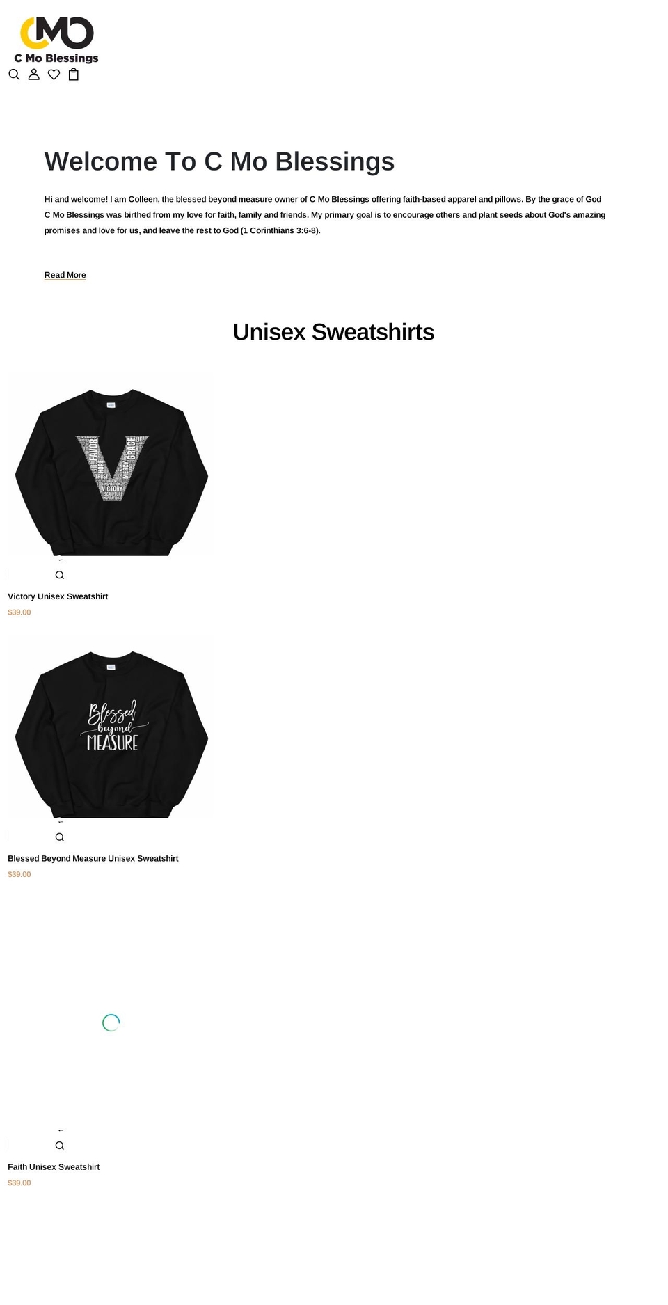 cmoblessings.com shopify website screenshot