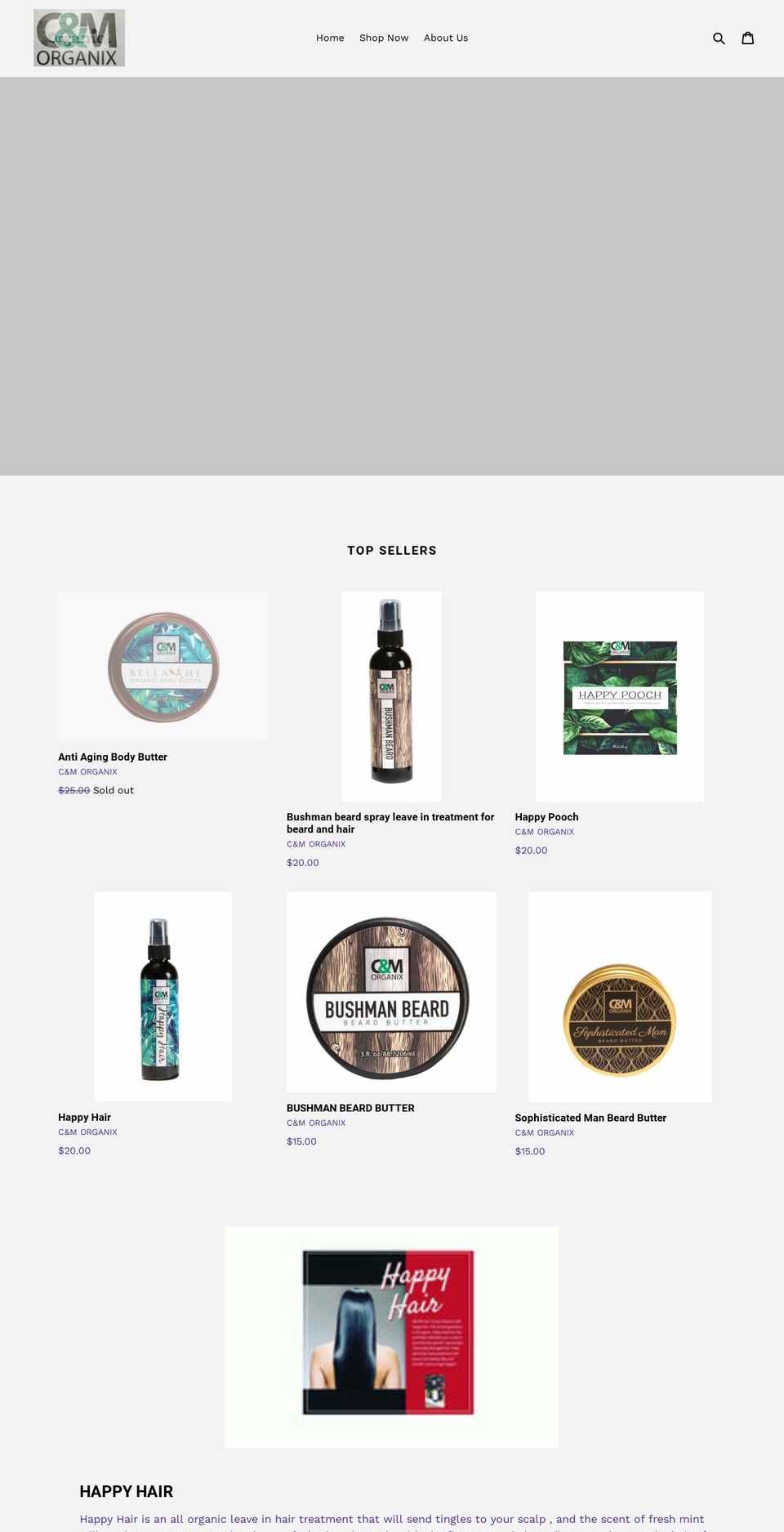 cmorganix.com shopify website screenshot