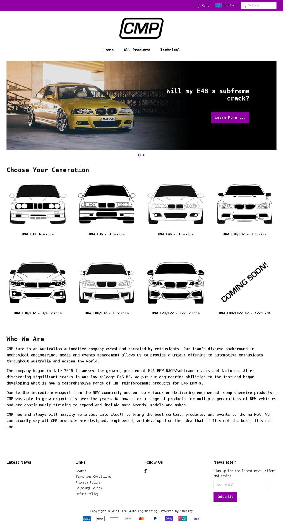 cmpautoengineering.com shopify website screenshot