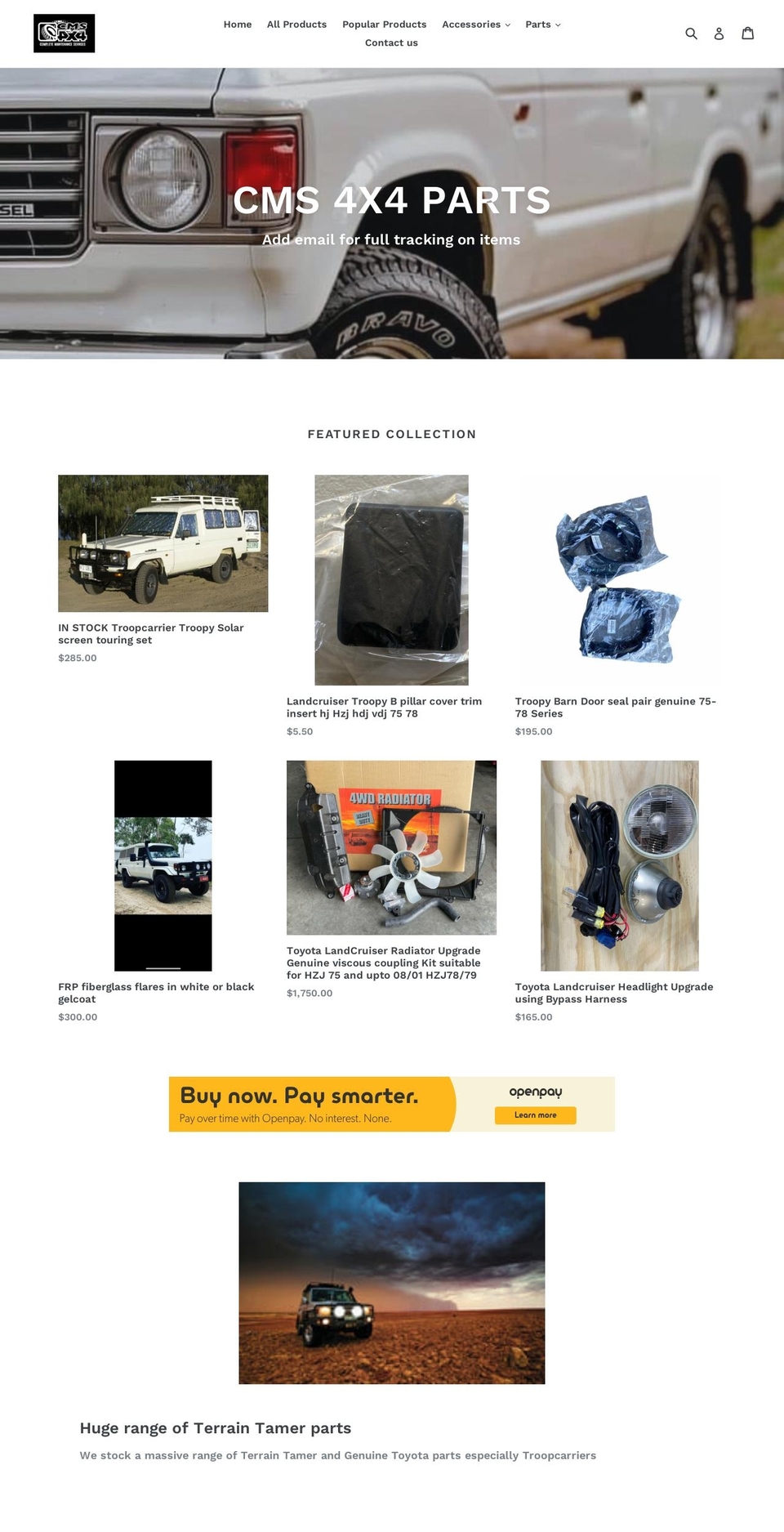 cms4x4.com.au shopify website screenshot