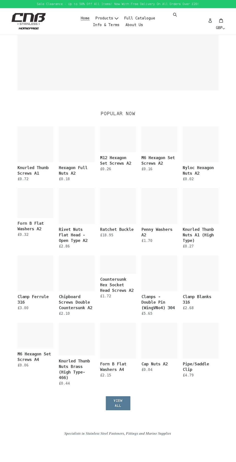 cnbstainless.com shopify website screenshot