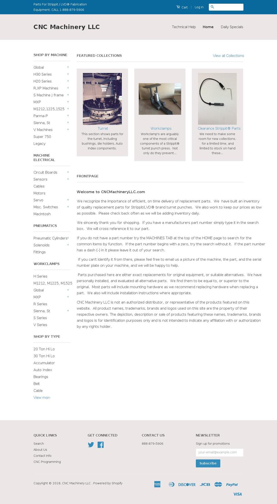 cncmachineryllc.com — Shopify storefront screenshot