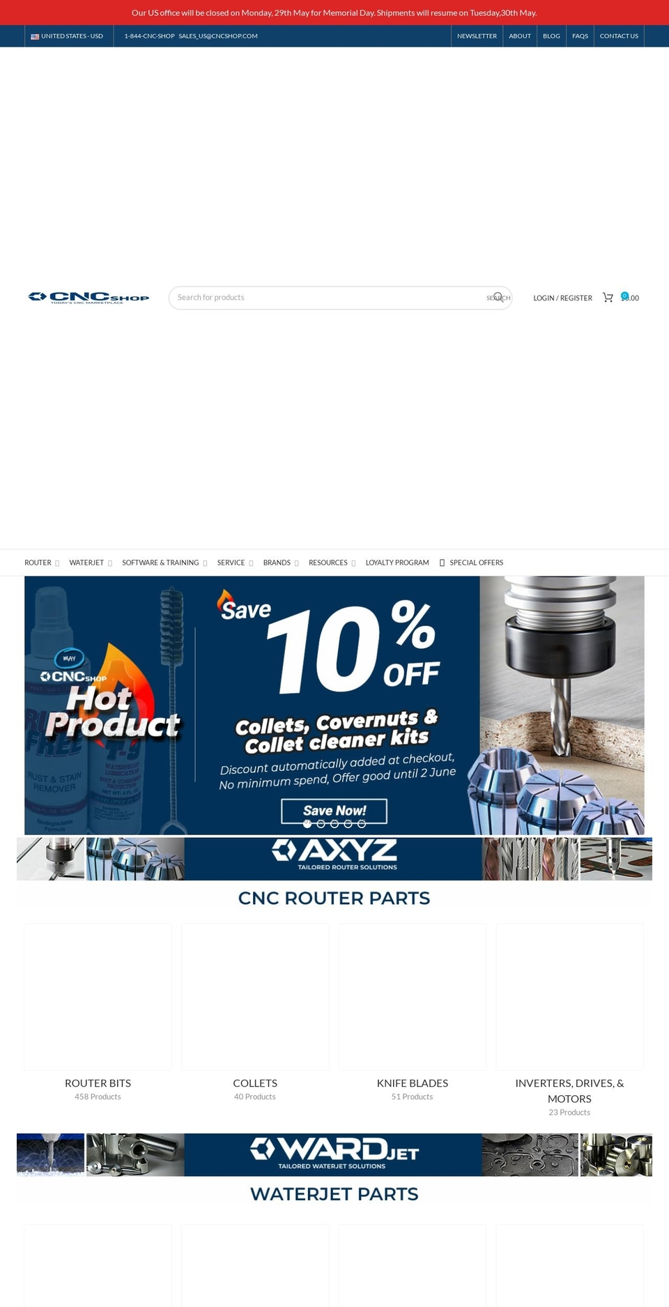 cncshop.com shopify website screenshot