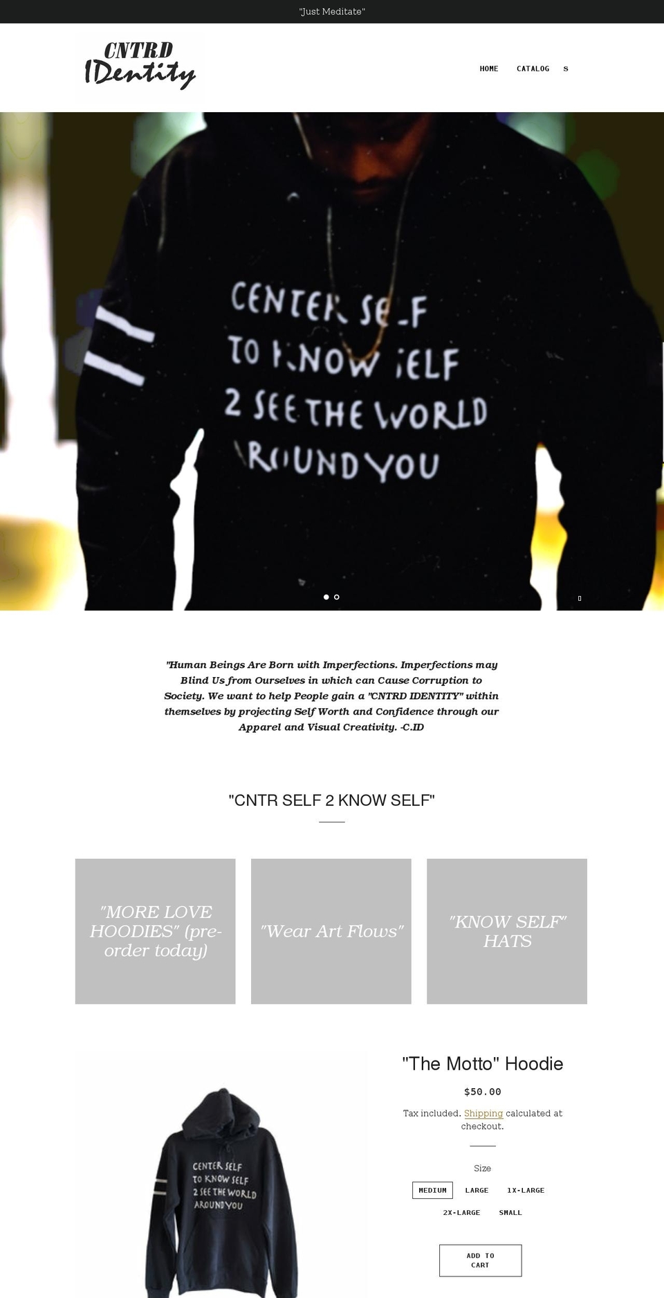 cntrd-identity.com shopify website screenshot