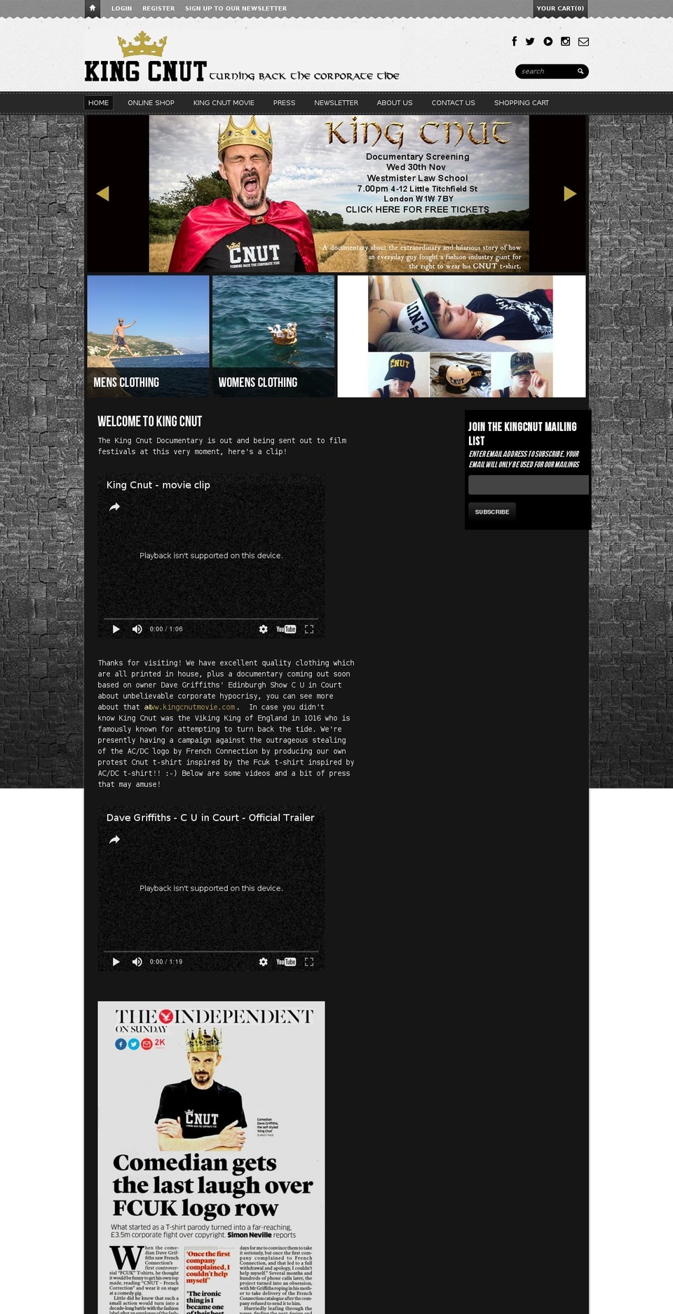 cnutclothing.com shopify website screenshot