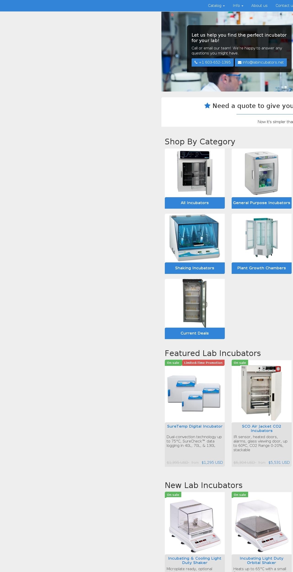 LabSupify BS3 Shopify theme site example co2incubators.net