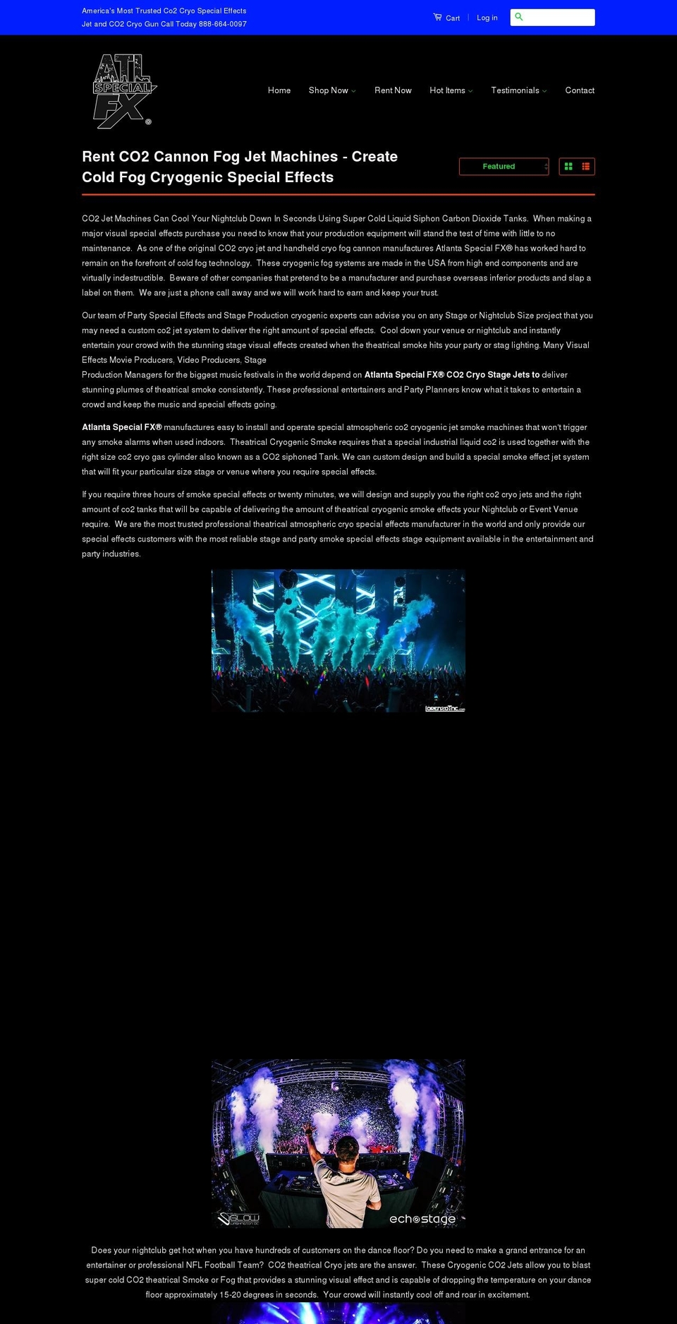 co2jetrentals.com — Shopify storefront screenshot