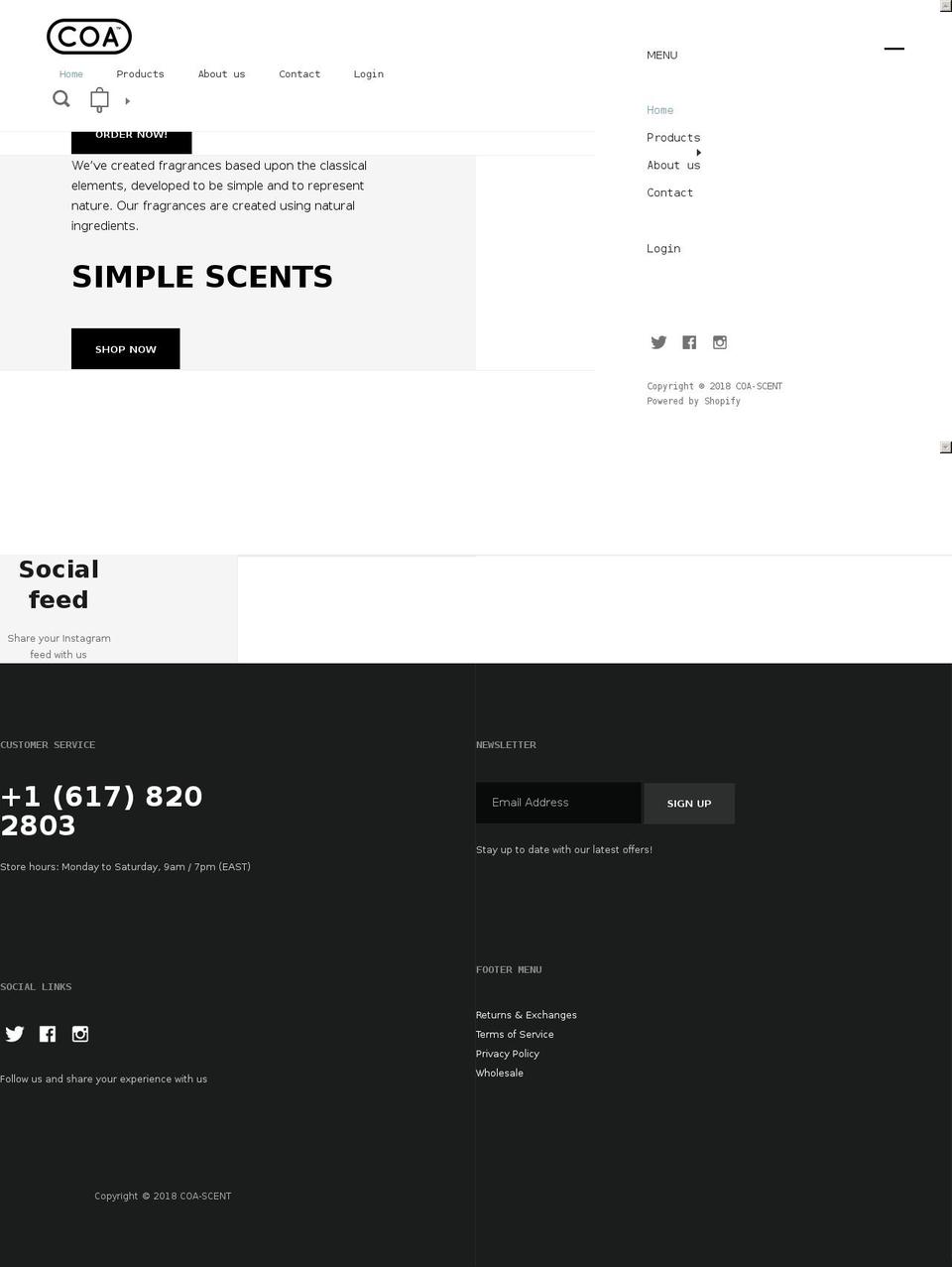 coa-scent.com — Shopify storefront screenshot