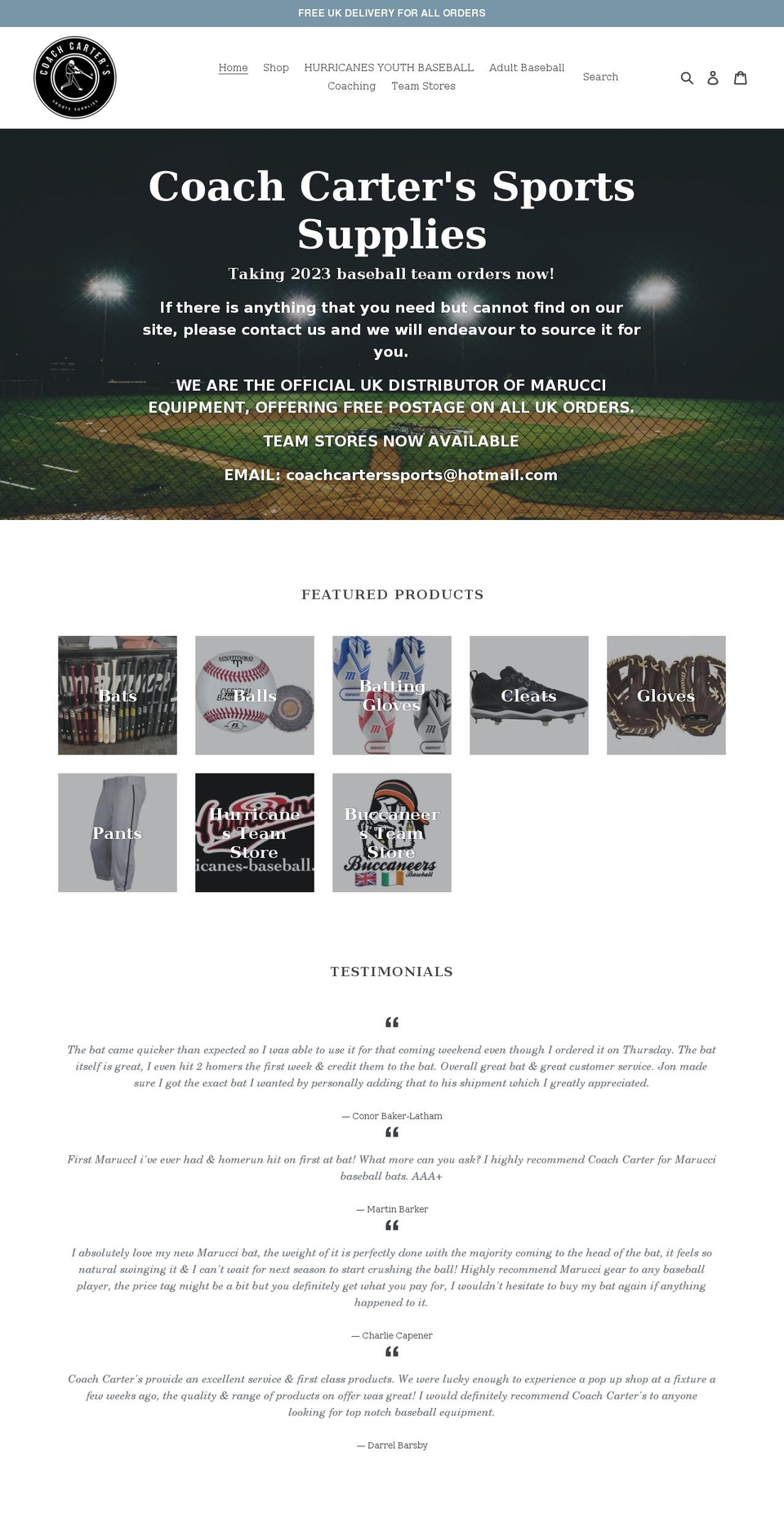 coachcartersfieldsports.co.uk shopify website screenshot